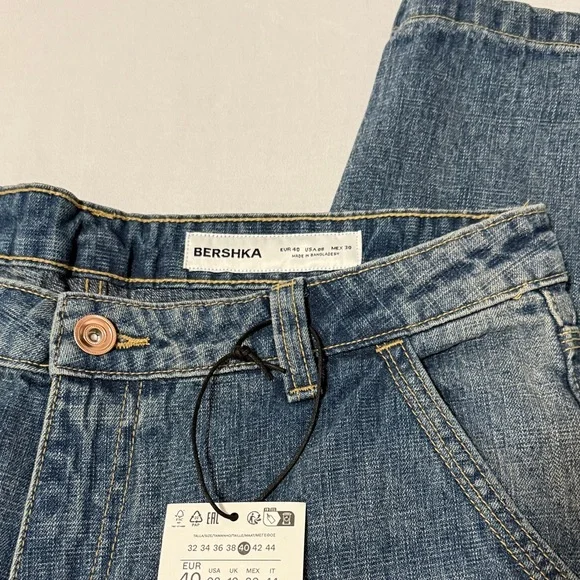 Bershka Baggy Balloon Fit High Rise Jeans Size 8 Tall NWT Barrel Leg - Picture 5 of 13